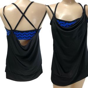 LUCY Tech Large (L) Black Blue Tank Racerback